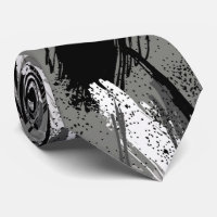 Black Charcoal Gray White Camouflage Neck Tie