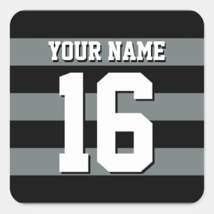 Black Charcoal Team Jersey Preppy Strip Quadratischer Aufkleber