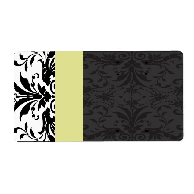 Black & Chartreuse Damask-Adresslisten - (Vorne)