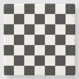 Black Checkboard Pattern  Steinuntersetzer