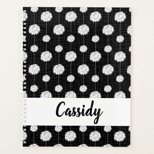 Black Cheerleader Pom Pom Muster Planer (Vorderseite)