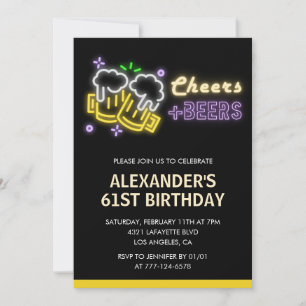 Black Cheers Beer Drinks zum 61. Geburtstag Einladung