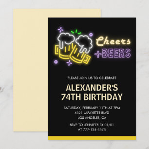 Black Cheers Beer Drinks zum 74. Geburtstag Einladung