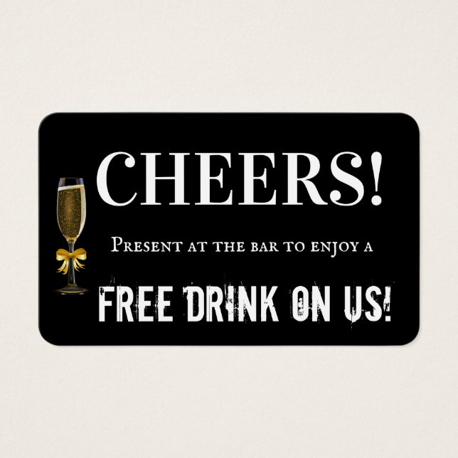 Black Cheers Wedding Bar Drink Ticket (Vorderseite)