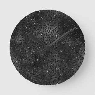 Black Cheetah Leopard Skin Print Pattern Animal Runde Wanduhr