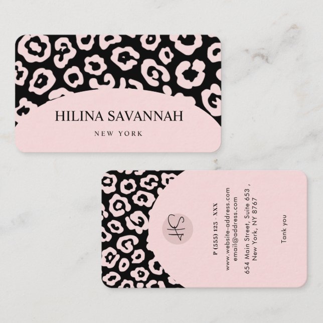 Black Cheetah Skin Business Card Visitenkarte (Vorne/Hinten)