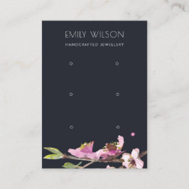 BLACK CHERRY BLOSSOM FLORAL 3 EARRING DISPLAY LOGO VISITENKARTE