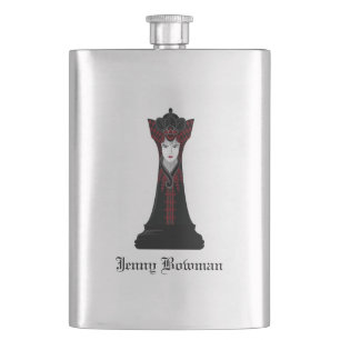Black Chess Queen / Personalisierter Name Flachmann