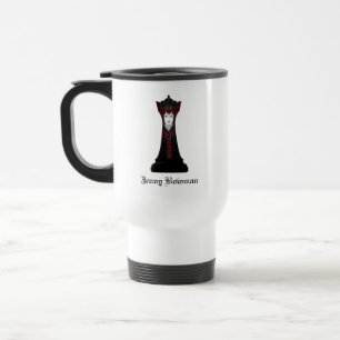 Black Chess Queen / Personalisierter Name Reisebecher