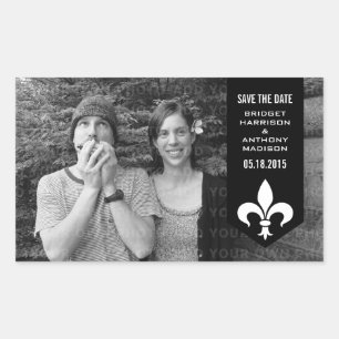 Black Chic Blüh Banner Save the Date Sticker