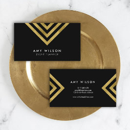 Black Chic Imitats Goldener geometrischer Veransta Visitenkarte