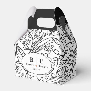 Black Chic Modern Floral Classic Begrüßungstaschen Geschenkschachtel