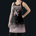Black Chic Rose Gold Diamond Glitzer Mit Monogramm Schürze<br><div class="desc">Elegant, Sparkle Luxury, Glam, Girly Imitats Rose Gold Glitzer Diamant Konfetti maßgeschneiderte personalisierte Monogramm Schürze auf schwarz. Die Imitate rot rosa Rosa Gold Glitzer und weiße Diamanten Konfetti. Schöne Namensvorlage in handgeschriebenen Kalligraphie-Schriftart-Skript mit Swashes. Fügen Sie Ihren Namen und Monogramm zuerst hinzu. Bitte beachten Sie: dieses Design ist ein gedruckter...</div>