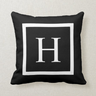 Black Chic Square   Monogramm-Kissen Kissen