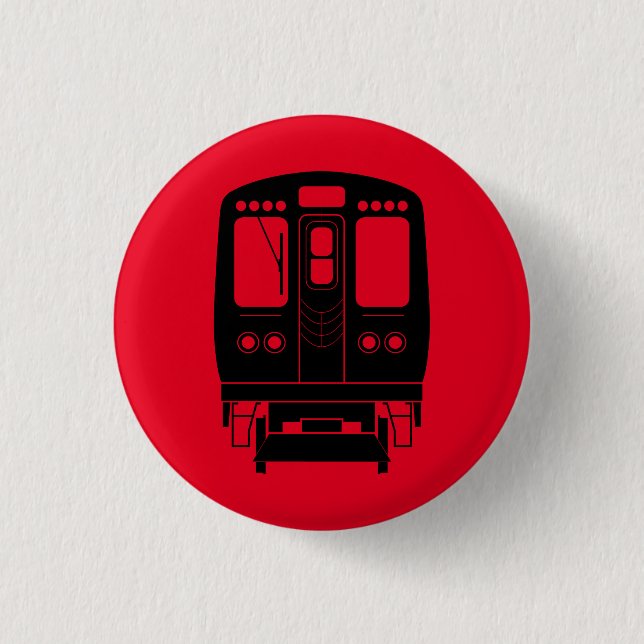 Black Chicago "L" Profil auf Red Background Button (Vorderseite)