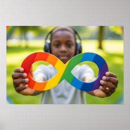 Black Child Boy mit Regenbogensymbol Poster