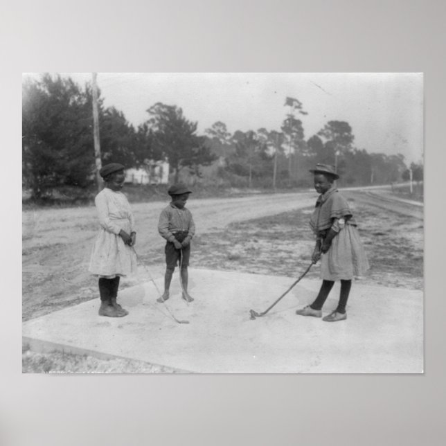 Black Children Playing Golf Foto Poster (Vorne)