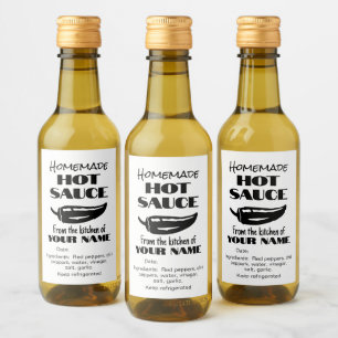 Black Chili Pepper Homemade Hot Sauce Ihr Name Weinetikett