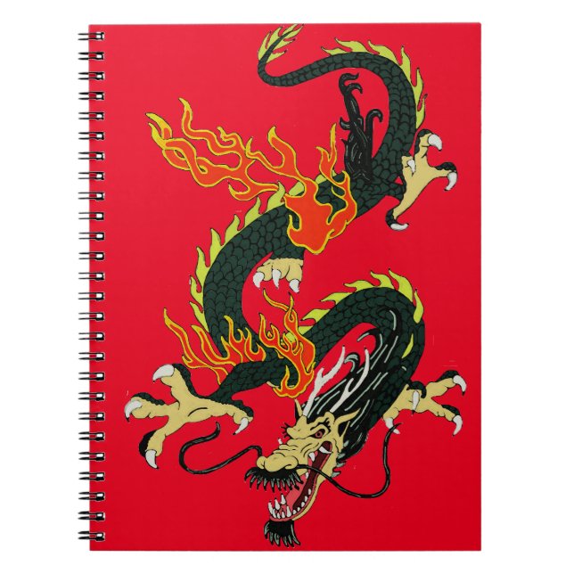 Black Chinese Dragon Notebook Notizblock (Vorderseite)