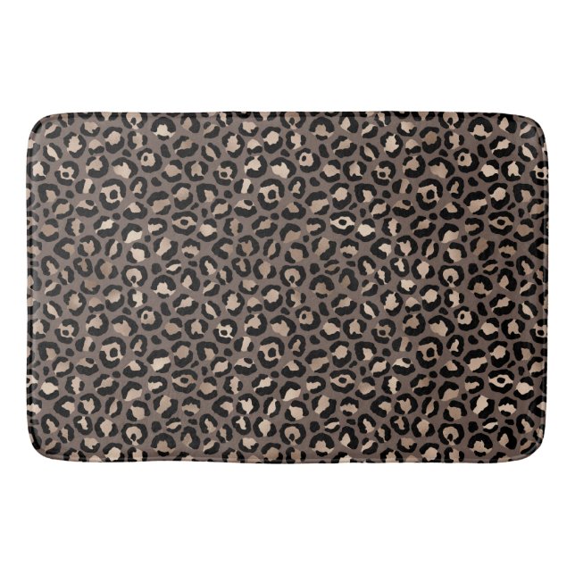 Black Chocolate Brown Bronze Leopard Print         Badematte (Vorderseite)