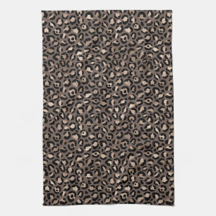 Black Chocolate Brown Bronze Leopard Print Geschirrtuch