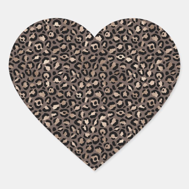Black Chocolate Brown Bronze Leopard Print Herz-Aufkleber (Vorderseite)