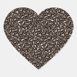 Black Chocolate Brown Bronze Leopard Print Herz-Aufkleber