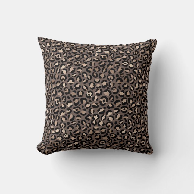 Black Chocolate Brown Bronze Leopard Print     Kissen (Vorderseite)