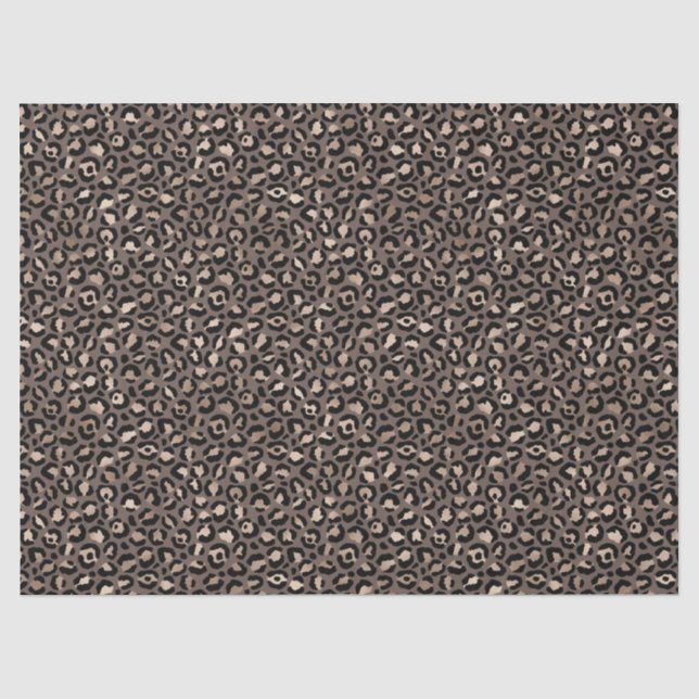 Black Chocolate Brown Bronze Leopard Print Seidenpapier (Vorderseite)