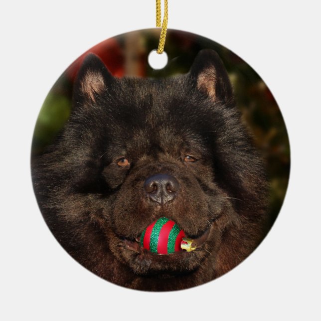 Black Chow Christmas Keramikornament (Vorne)