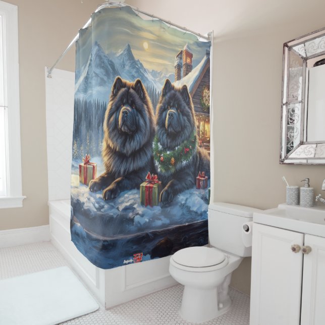 Black Chows Holiday Design von Rich AMeN Gill Duschvorhang (Beispiel)