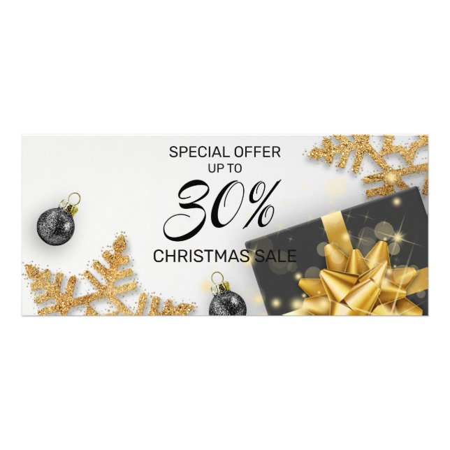 Black Christmas Ball Geschenk Gold Snowflakes Disc Werbekarte (Vorne)