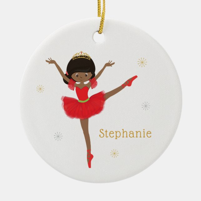 Black Christmas Ballerina Keramik Ornament (Vorne)