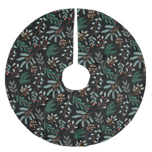 Black Christmas Botanical Polyester Weihnachtsbaumdecke