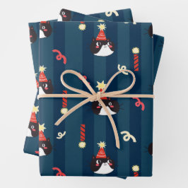 Black Christmas Cat Geschenkpapier Set