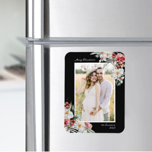 Black Christmas Elegantes Foto Magnet