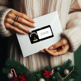 Black Christmas Graffiti Rücksendeadresse Adressaufkleber