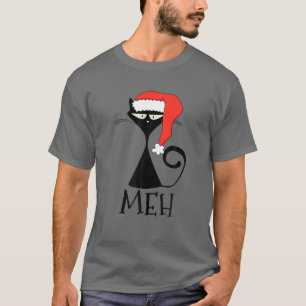 Black Christmas Meh Cat - Funny Sarcastic Xmas T-S T-Shirt