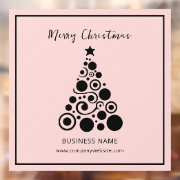 Black Christmas Tree on Pink Business Office Fensteraufkleber