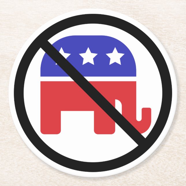 Black Circle No Sign Anti-GOP politische Meinung Runder Pappuntersetzer (Vorderseite)