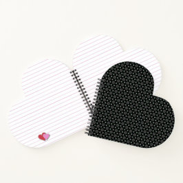 Black Circular Delight Heart Shaped Notebook Notizbuch