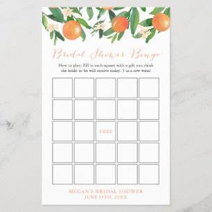 Black Citrus Orange Brautparty Bingo Game Flyer