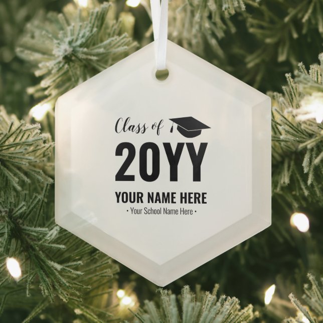 Black Class of 2021 Abschluss Weihnachtsgeschenk Ornament Aus Glas (Insitu)
