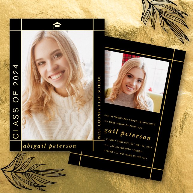 Black Class of 2025 Abschluss-Folie Folieneinladung (Von Creator hochgeladen)