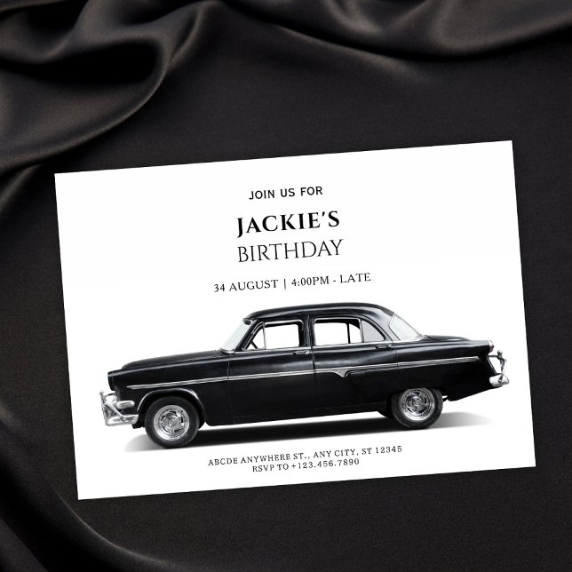 Black Classic Car Geburtstag Einladung (Von Creator hochgeladen)