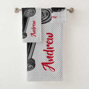 Black Classic Corvette Design Badetuch Set