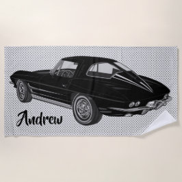 Black Classic Corvette Design Strandtuch