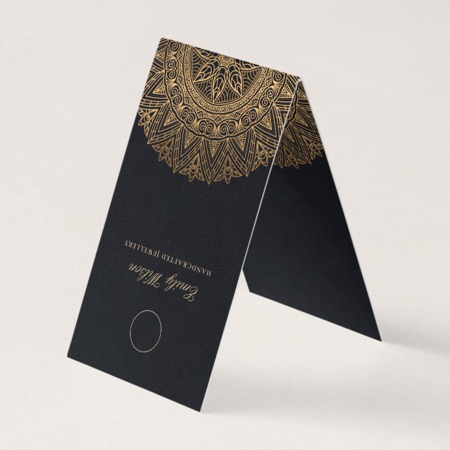 Black Classic Gold Verziert Mandala Juwelier Displ Visitenkarten (Rückseite)