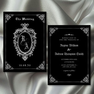 Black Classic Gothic-Hochzeit Einladung