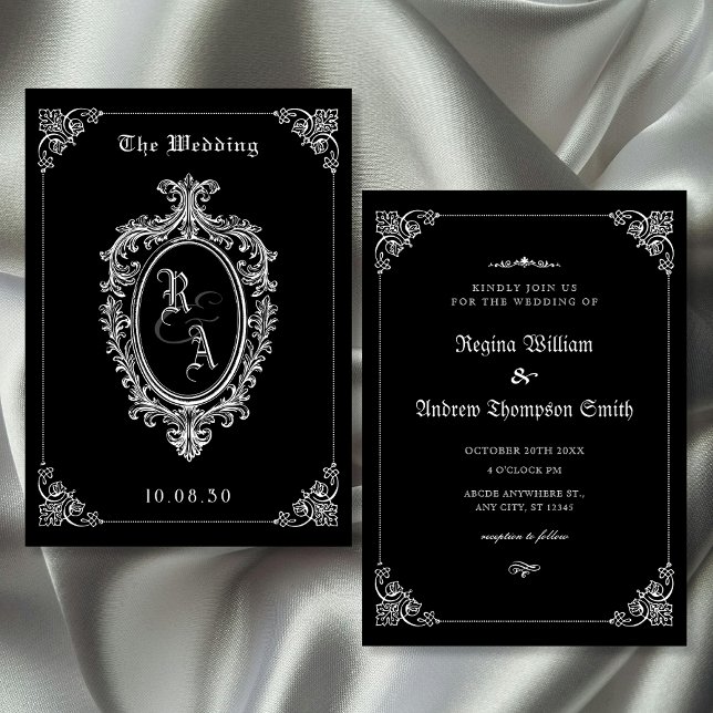 Black Classic Gothic-Hochzeit Einladung (Von Creator hochgeladen)